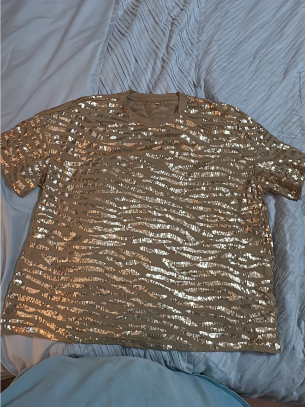 Gold Sequin Zebra or Tiger sparkle Pattern Tee